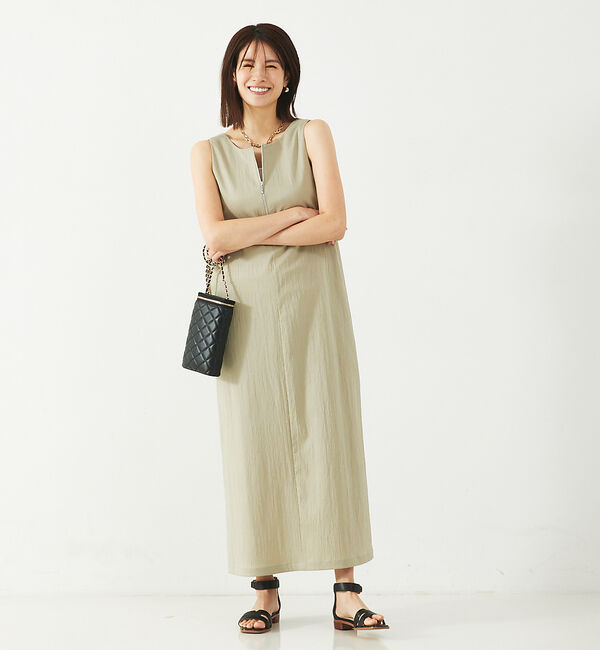 abahouse mavie「【大人のいちまんワンピ】UネックZIP2WAYワンピース」|ワンピース|