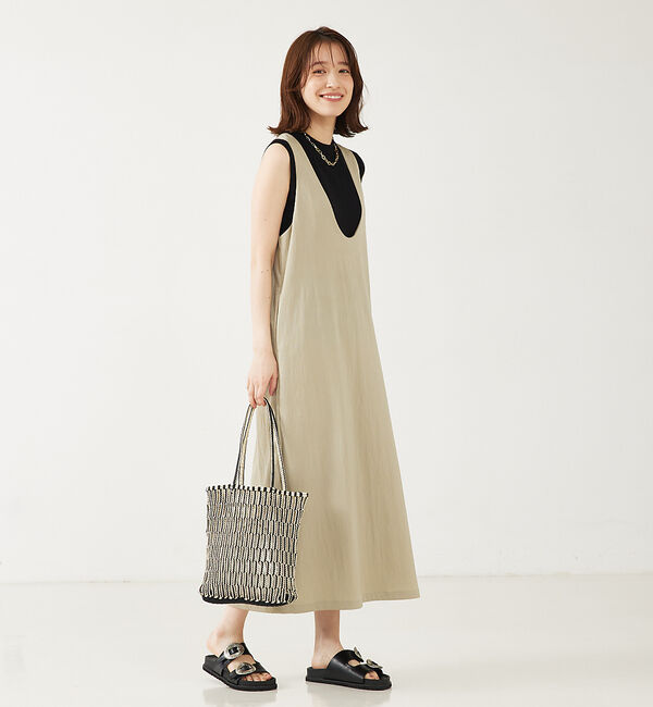 abahouse mavie「【大人のいちまんワンピ】UネックZIP2WAYワンピース」|ワンピース|