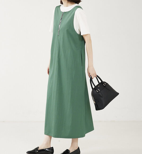 abahouse mavie「【大人のいちまんワンピ】UネックZIP2WAYワンピース」|ワンピース|グリーン