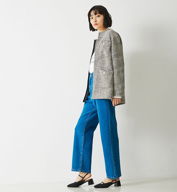 abahouse mavie「ツィードオーバージャケット」|ノーカラージャケット|