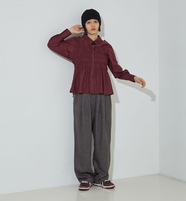 NOMINE「ビスチェ風 シャーリング シャツ」|シャツ・ブラウス|