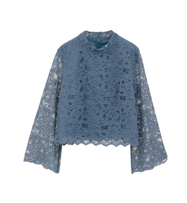 TIARA「ハイネックレースブラウス」|シャツ・ブラウス|ブルー