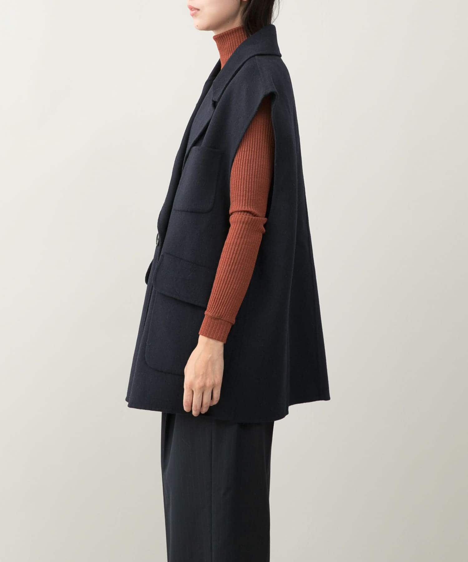 URBAN RESEARCH ROSSO「『一部別注カラー』YENN　DOUBLE FACE VEST JACKET」|ノーカラーコート|