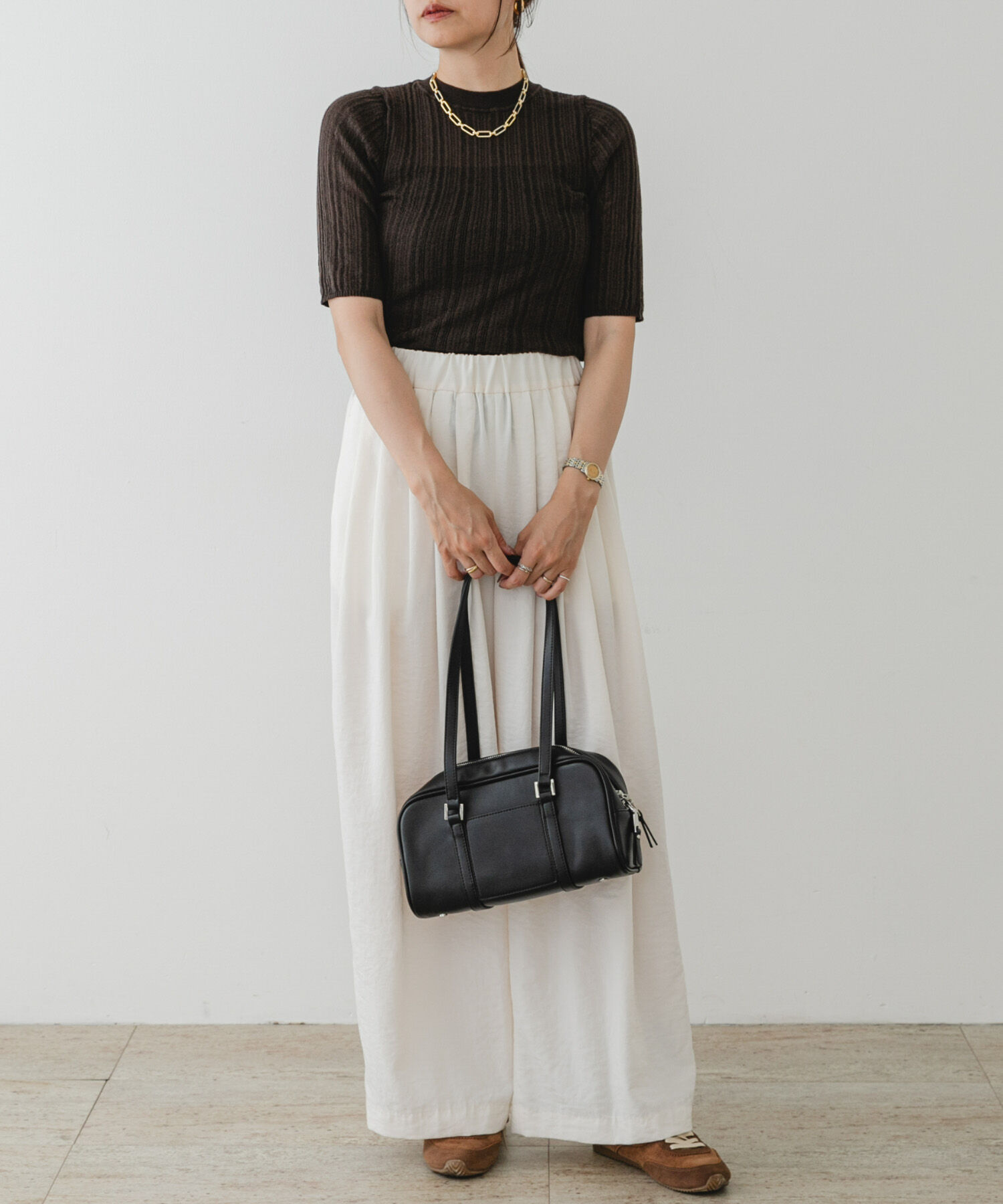 URBAN RESEARCH ROSSO「F by ROSSO　シアーリブ5分袖ニット」|ニット・セーター|