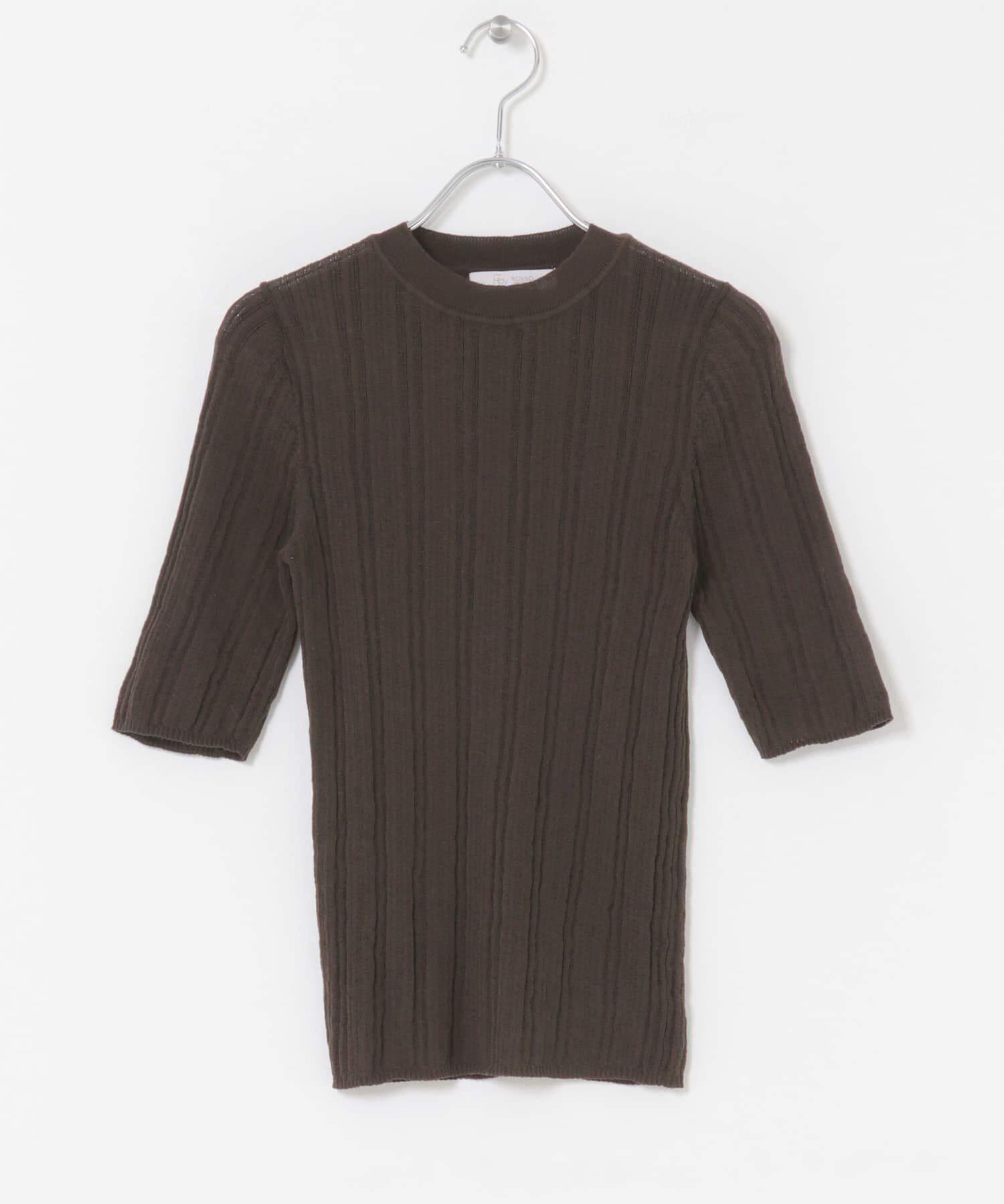 URBAN RESEARCH ROSSO「F by ROSSO　シアーリブ5分袖ニット」|ニット・セーター|