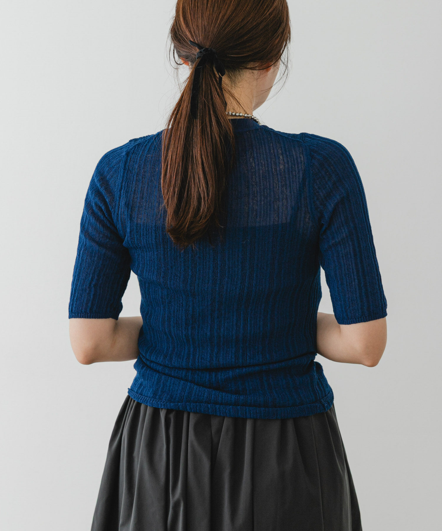 URBAN RESEARCH ROSSO「F by ROSSO　シアーリブ5分袖ニット」|ニット・セーター|