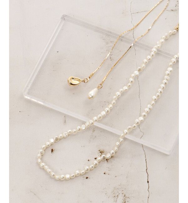  「パールスライドロングネックレス」|ネックレス|ホワイト