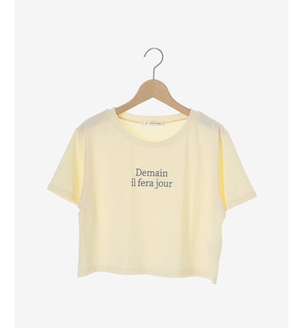  「パール付きクロップドロゴTシャツ」|Tシャツ・カットソー|