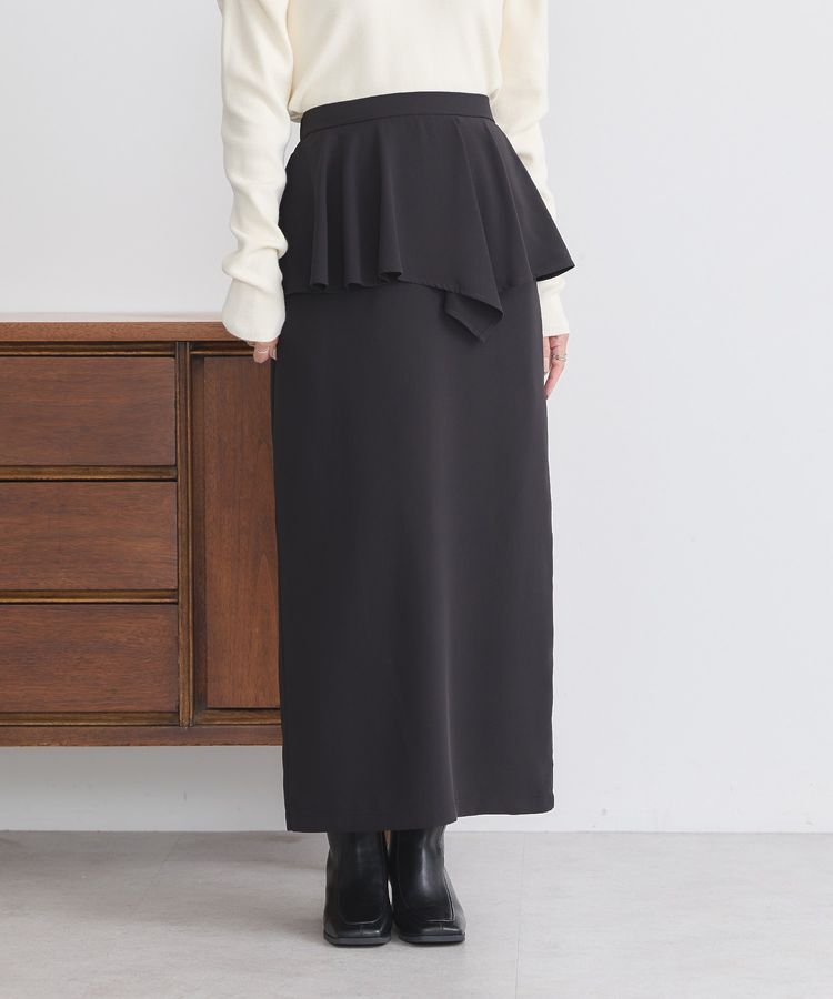 earth music&ecology「ペプラムスカート」|タイト|Black