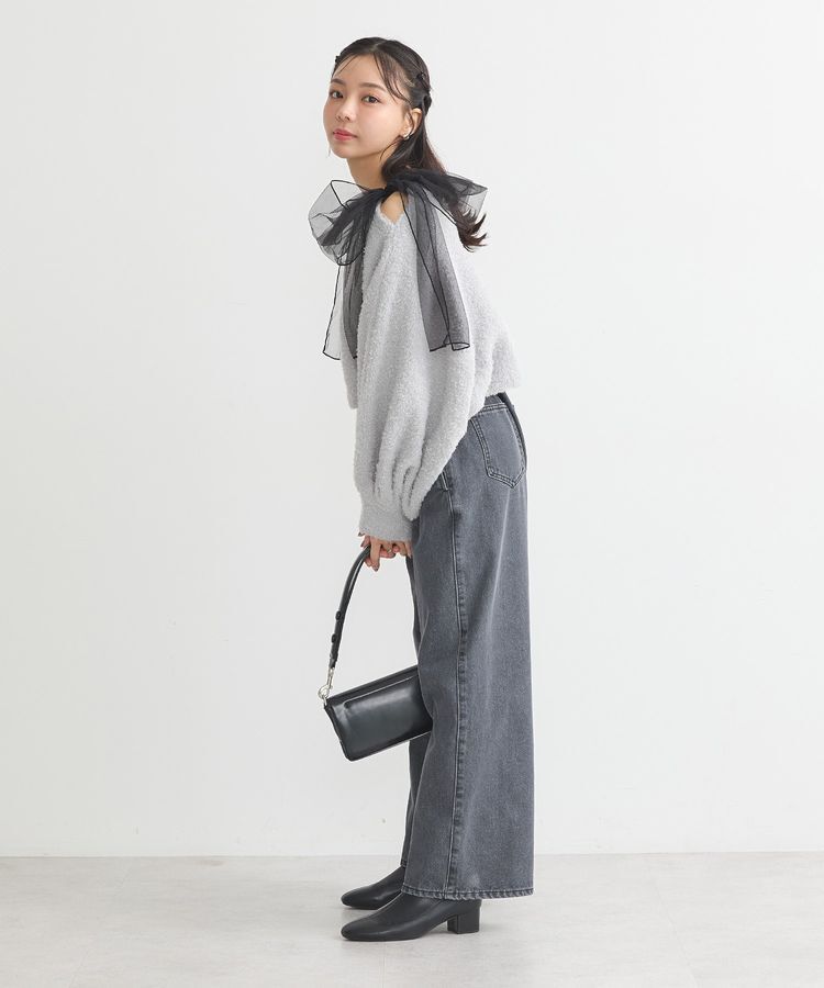 earth music&ecology「チュール肩リボンニットプルオーバー」|ニット・セーター|