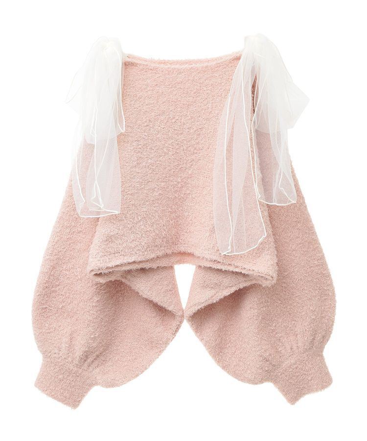 earth music&ecology「チュール肩リボンニットプルオーバー」|ニット・セーター|