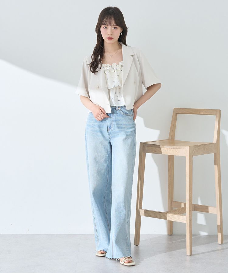 earth music&ecology「セルフカットワイドデニムパンツ」|デニム|