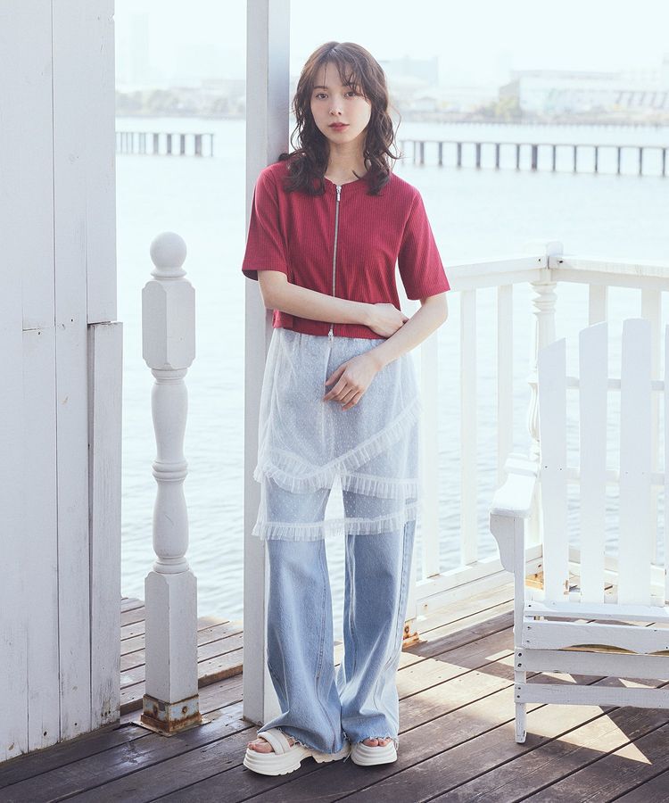 earth music&ecology「セルフカットワイドデニムパンツ」|デニム|