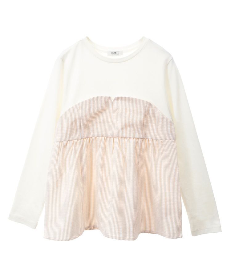 earth music&ecology「サッカーストライプドッキングプルオーバー」|Tシャツ・カットソー|