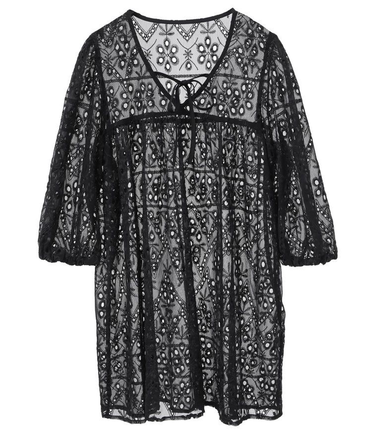 earth music&ecology「パフスリーブ楊柳刺繍チュニック」|チュニック|