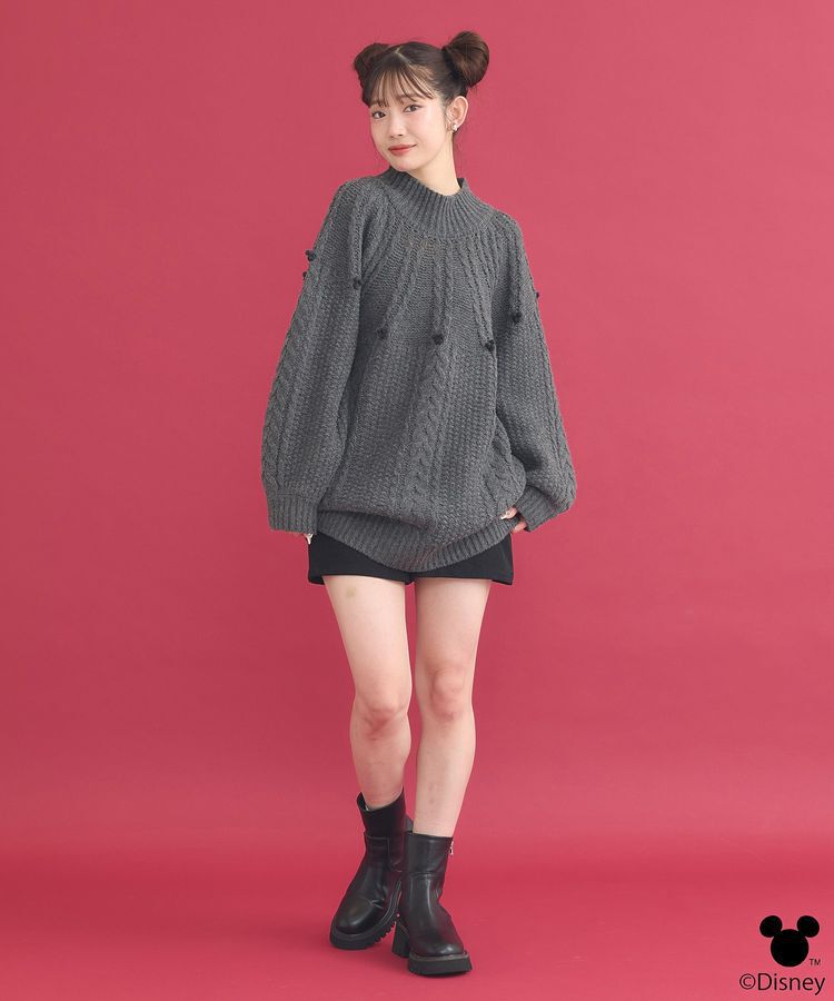 earth music&ecology「Disney/ポイントミッキーケーブルニット」|ニット・セーター|