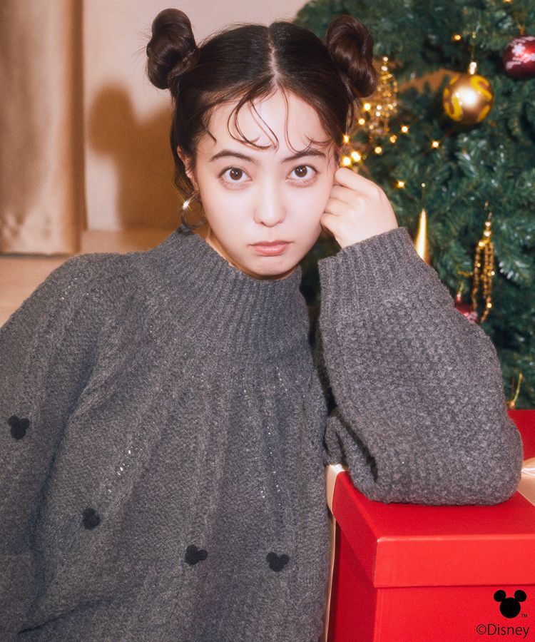 earth music&ecology「Disney/ポイントミッキーケーブルニット」|ニット・セーター|