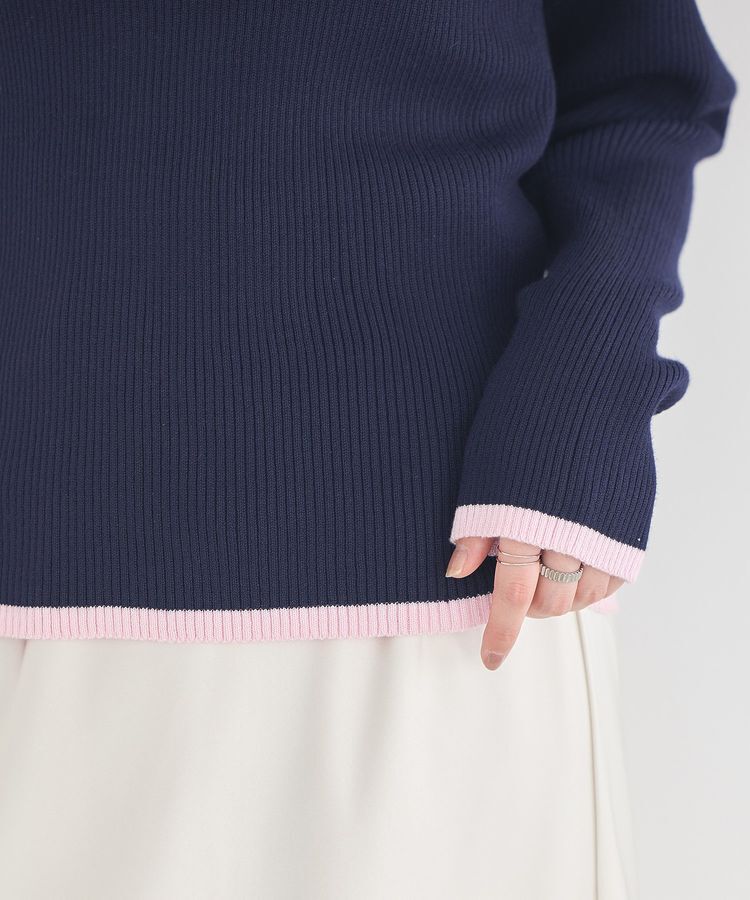 earth music&ecology「バイカラーヘンリーネックニットプルオーバー」|ニット・セーター|