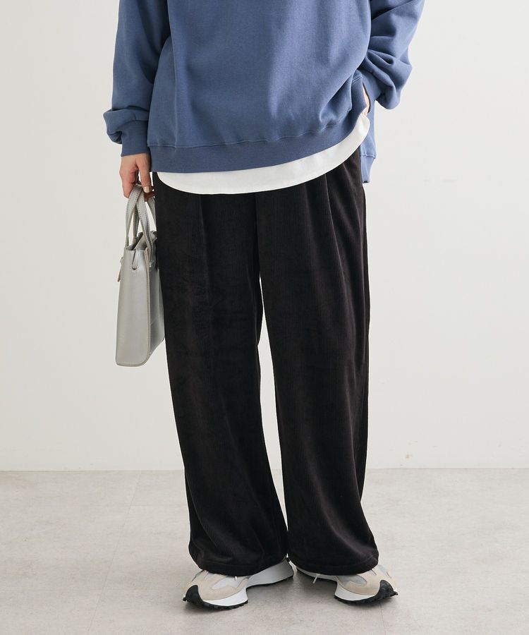 Green Parks「ぽかぽか裏起毛ベロアイージーパンツ」|その他|Black