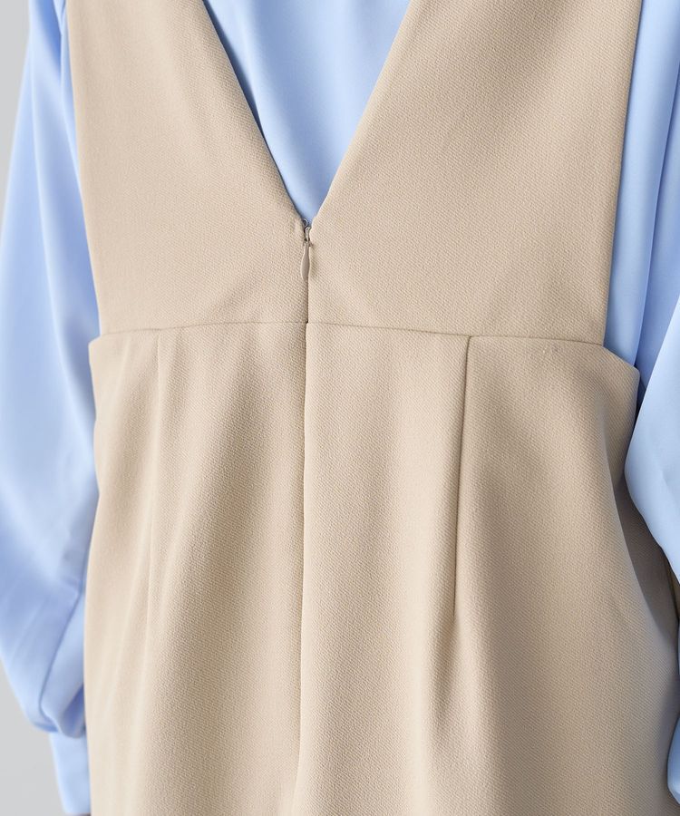 Green Parks「O.洗えてストレッチ Vネックジャンスカ」|ジャンパースカート|