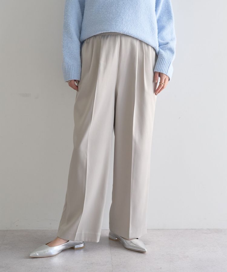 YECCA VECCA「裏起毛サテンリラックスパンツ」|その他|Gray Beige