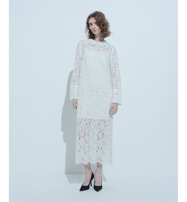 LOULOU WILLOUGHBY「【LOULOU WILLOUGHBY】パールネックレースワンピース」|ワンピース|オフホワイト