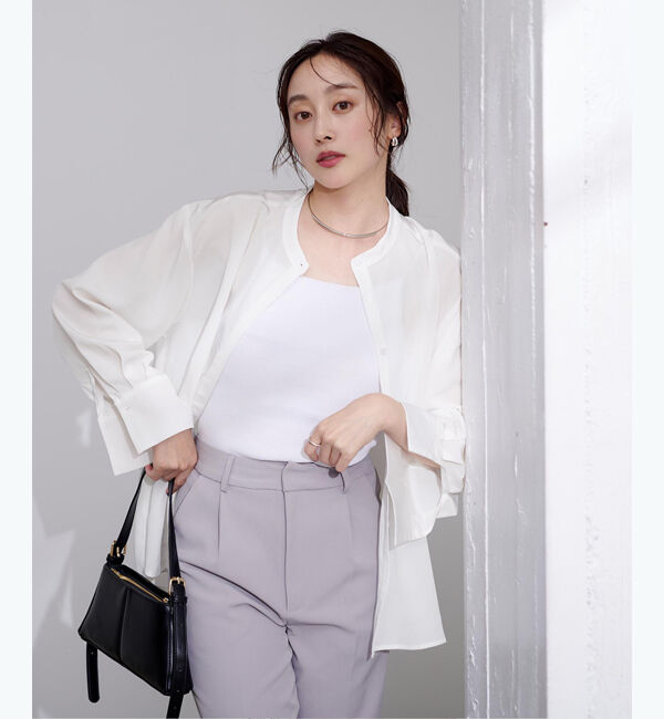 ur's「アジャスタブルカフスバンドカラーシャツ」|シャツ・ブラウス|ホワイト