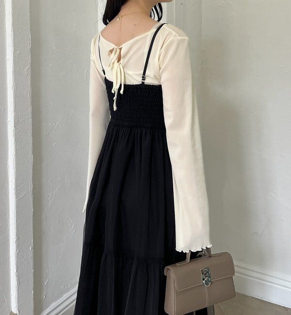  「後ろリボン2wayニットSETワンピ」|ワンピース|