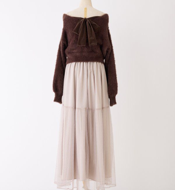  「後ろリボン2wayニットSETワンピ」|ワンピース|