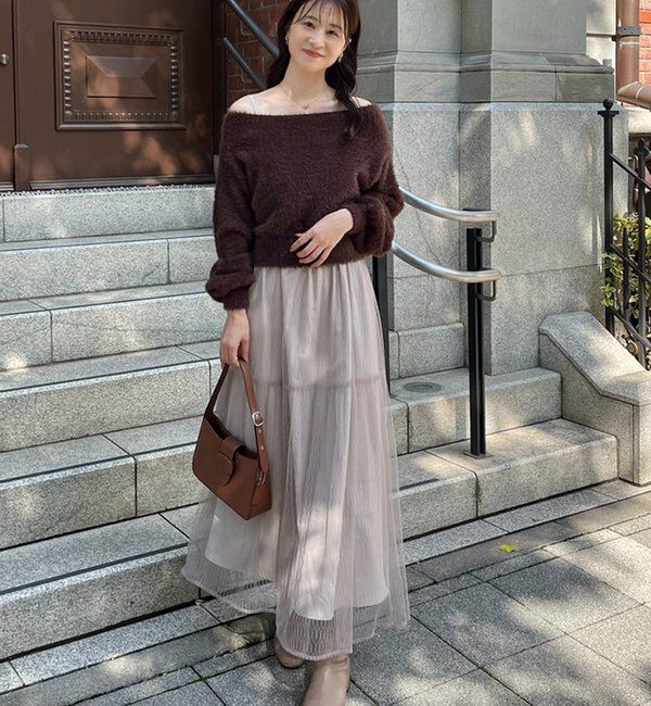  「後ろリボン2wayニットSETワンピ」|ワンピース|