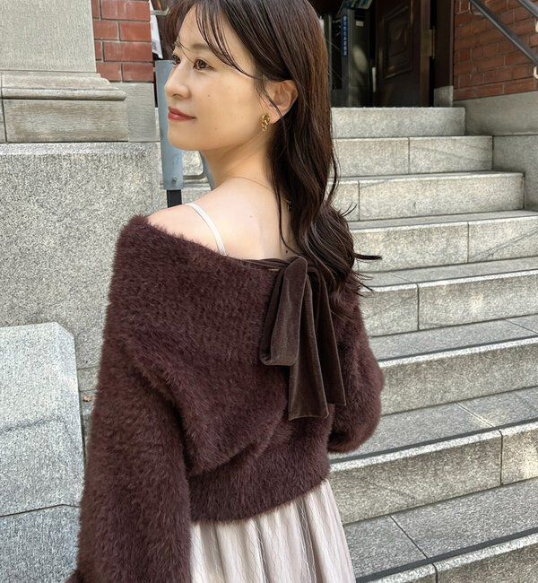  「後ろリボン2wayニットSETワンピ」|ワンピース|