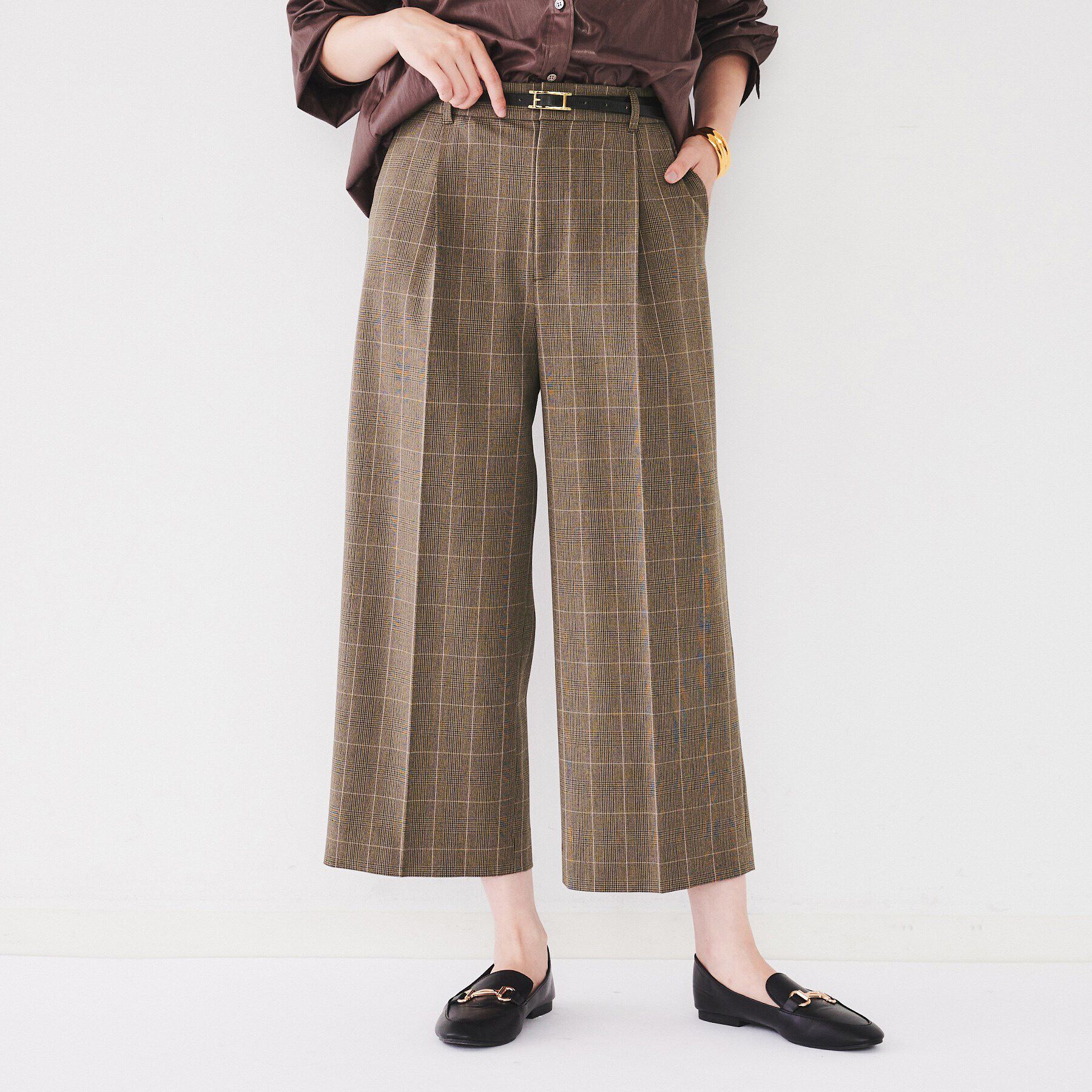 UNTITLED「【ストレッチ/後ろウエストゴム】タックワイドパンツ」|その他|ピンクベージュ(25