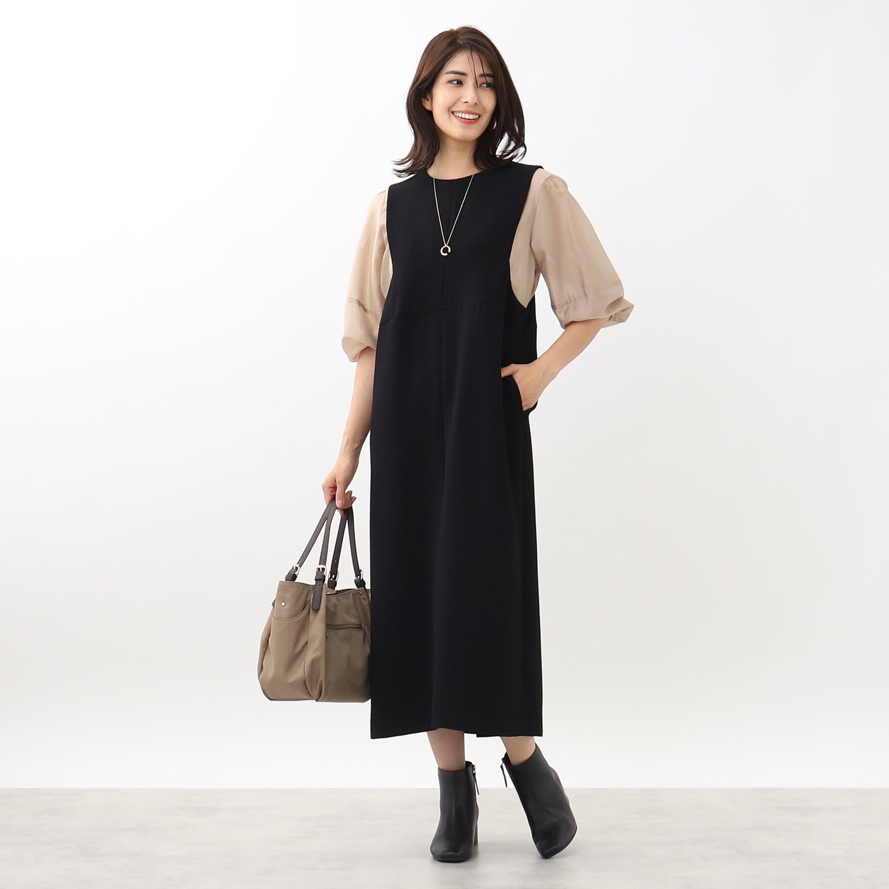 Reflect「【手洗い可／すっきり見え】大人ジャンパードレス」|ワンピース|