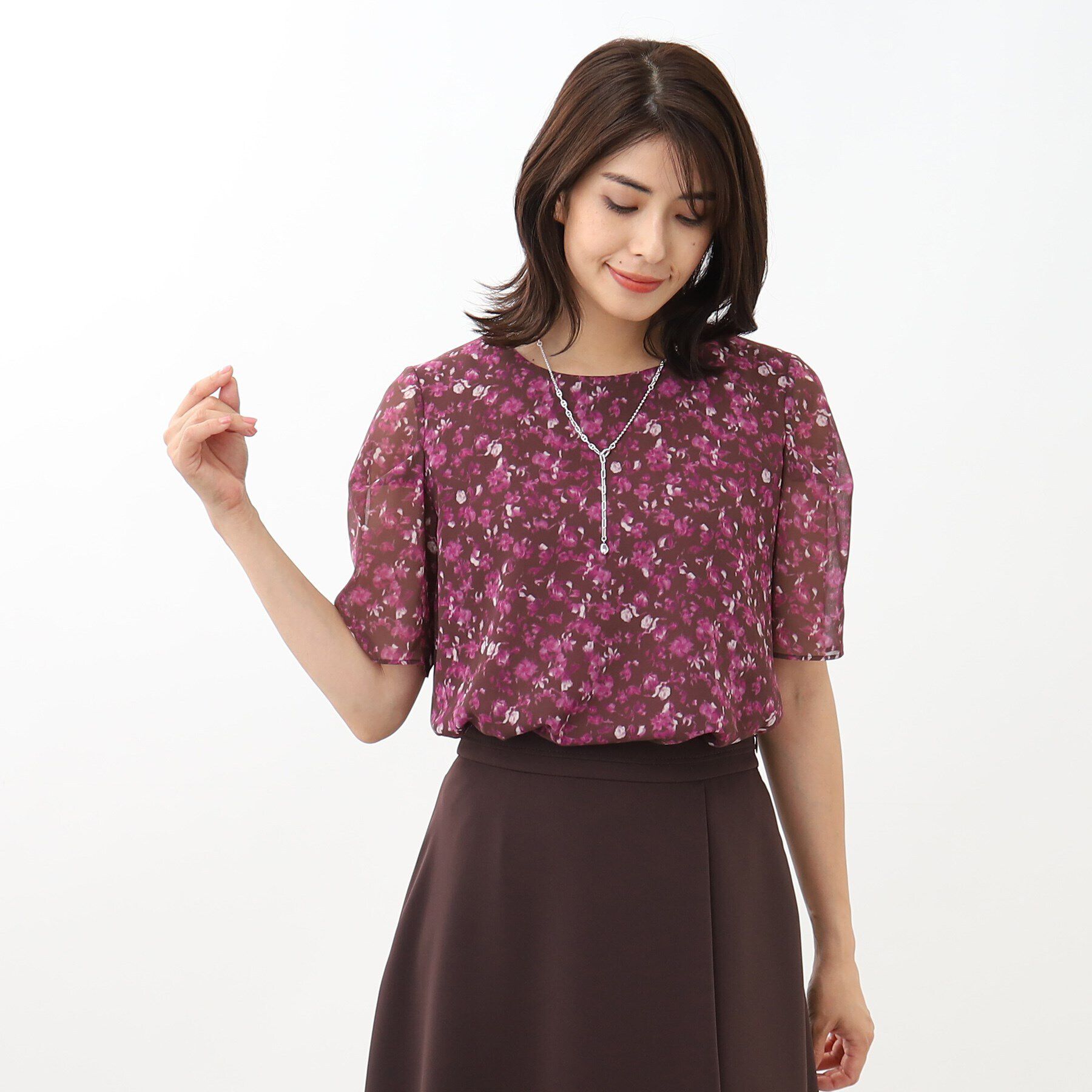 Reflect「【WEB限定カラーあり／マシンウォッシュ／セットアップ可能】フラワープリントブラウス」|シャツ・ブラウス|