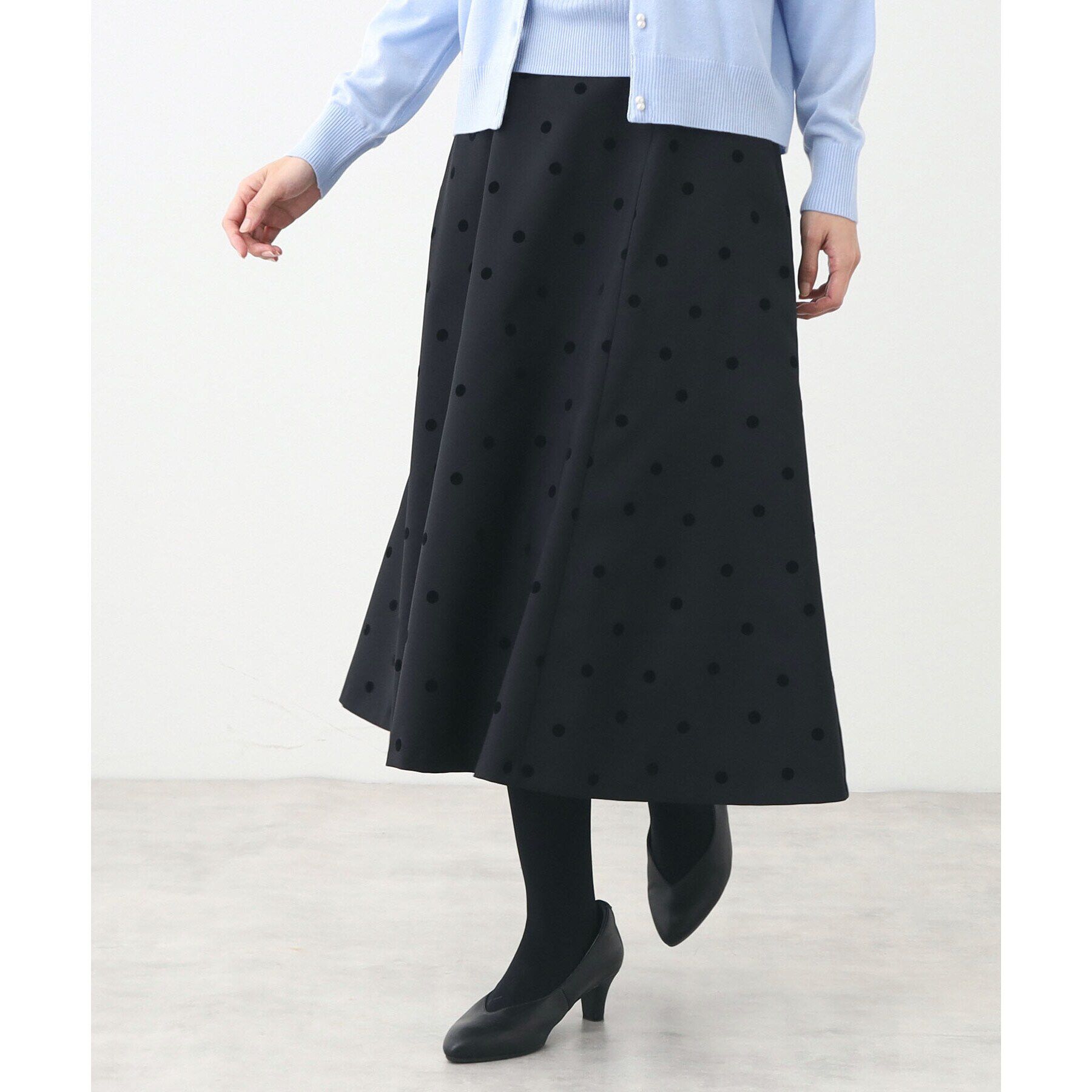 Reflect「ドットプリントフレアスカート」|スカート|ブラック(119)