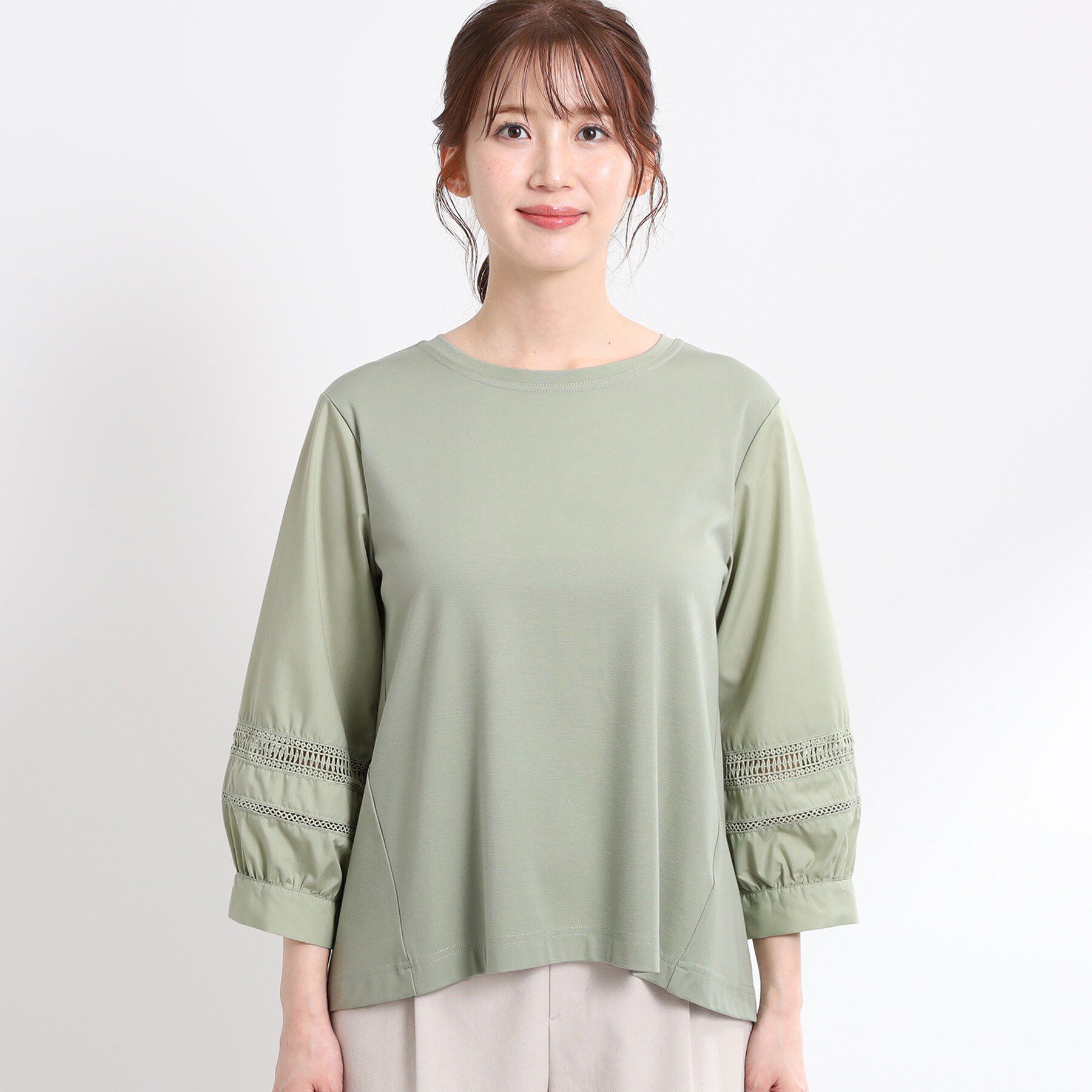 Reflect「【夏SALE／E‐QUALITY／手洗い可】レーススリーブブラウス」|Tシャツ・カットソー|