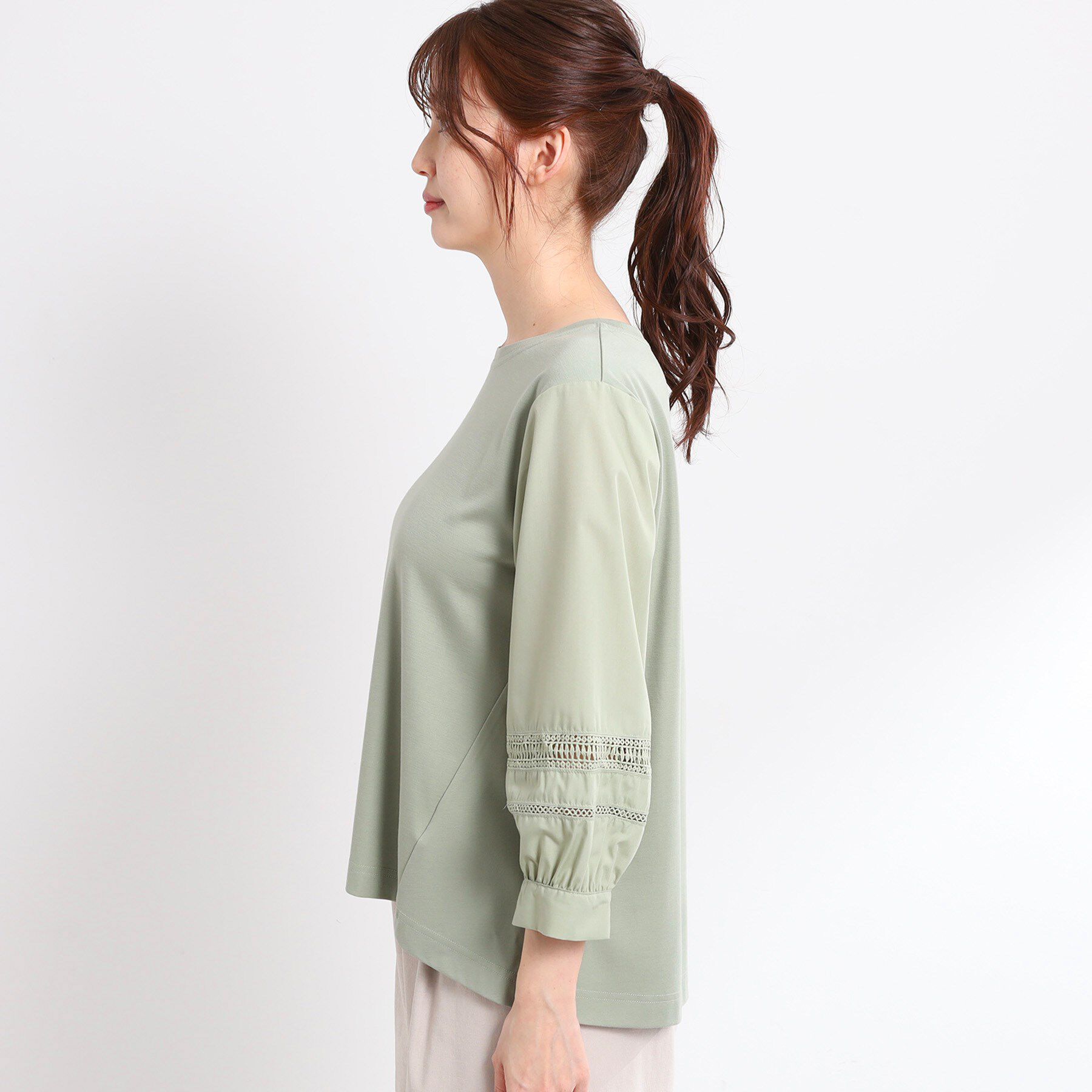 Reflect「【夏SALE／E‐QUALITY／手洗い可】レーススリーブブラウス」|Tシャツ・カットソー|