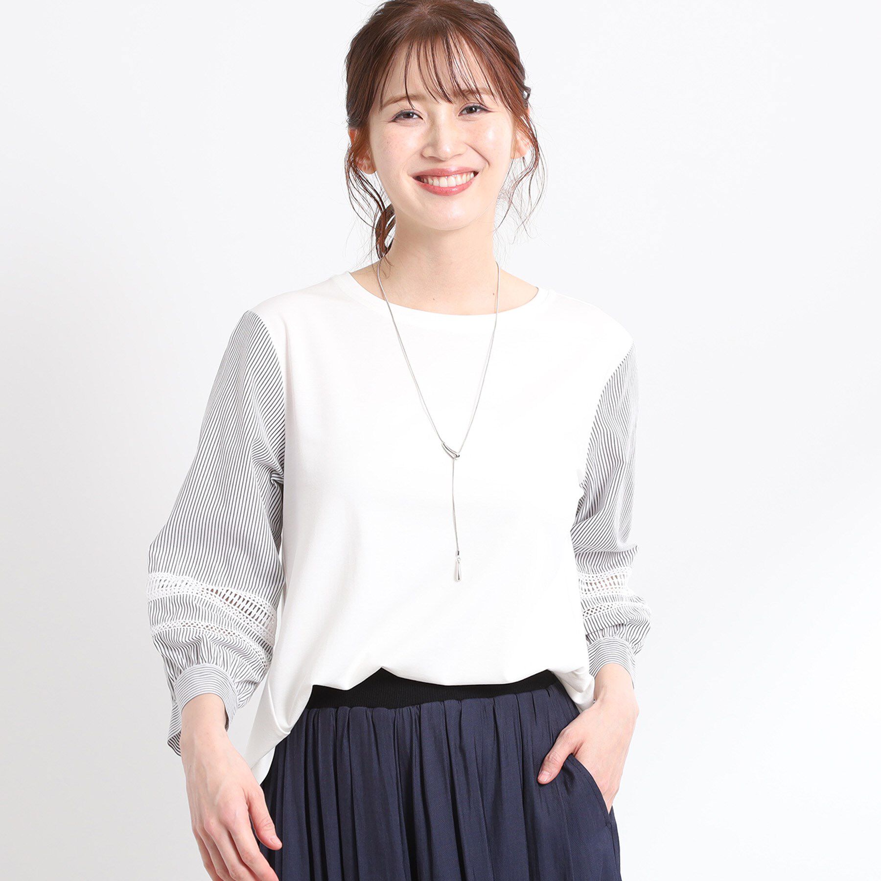 Reflect「【夏SALE／E‐QUALITY／手洗い可】レーススリーブブラウス」|Tシャツ・カットソー|