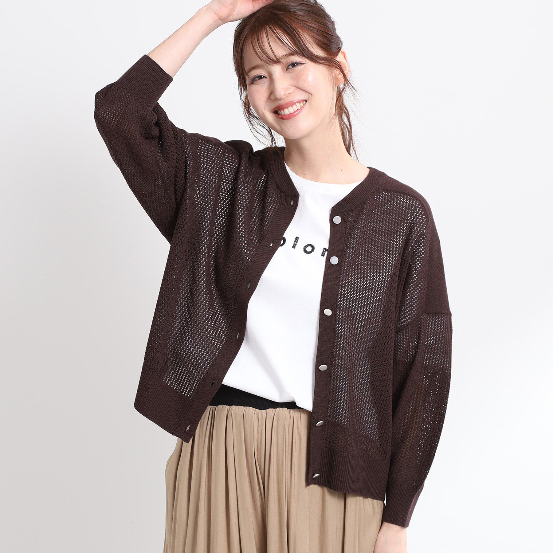 Reflect「【E‐QUALITY／手洗い可】ドライタッチカーディガン」|カーディガン|ブラウン(043)