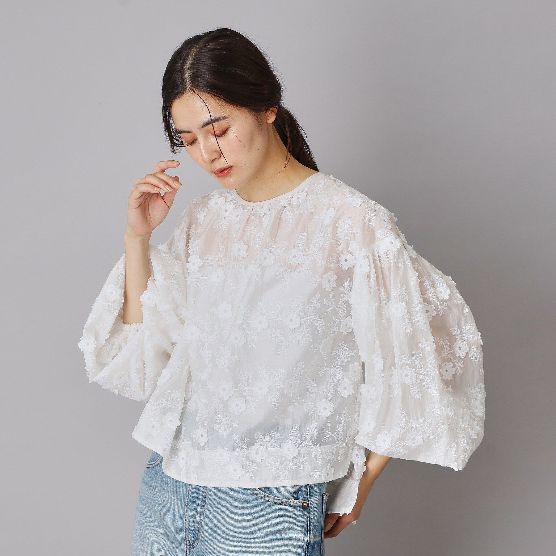 DRESSTERIOR「エンブロイダリーブラウス」|シャツ・ブラウス|オフホワイト(003