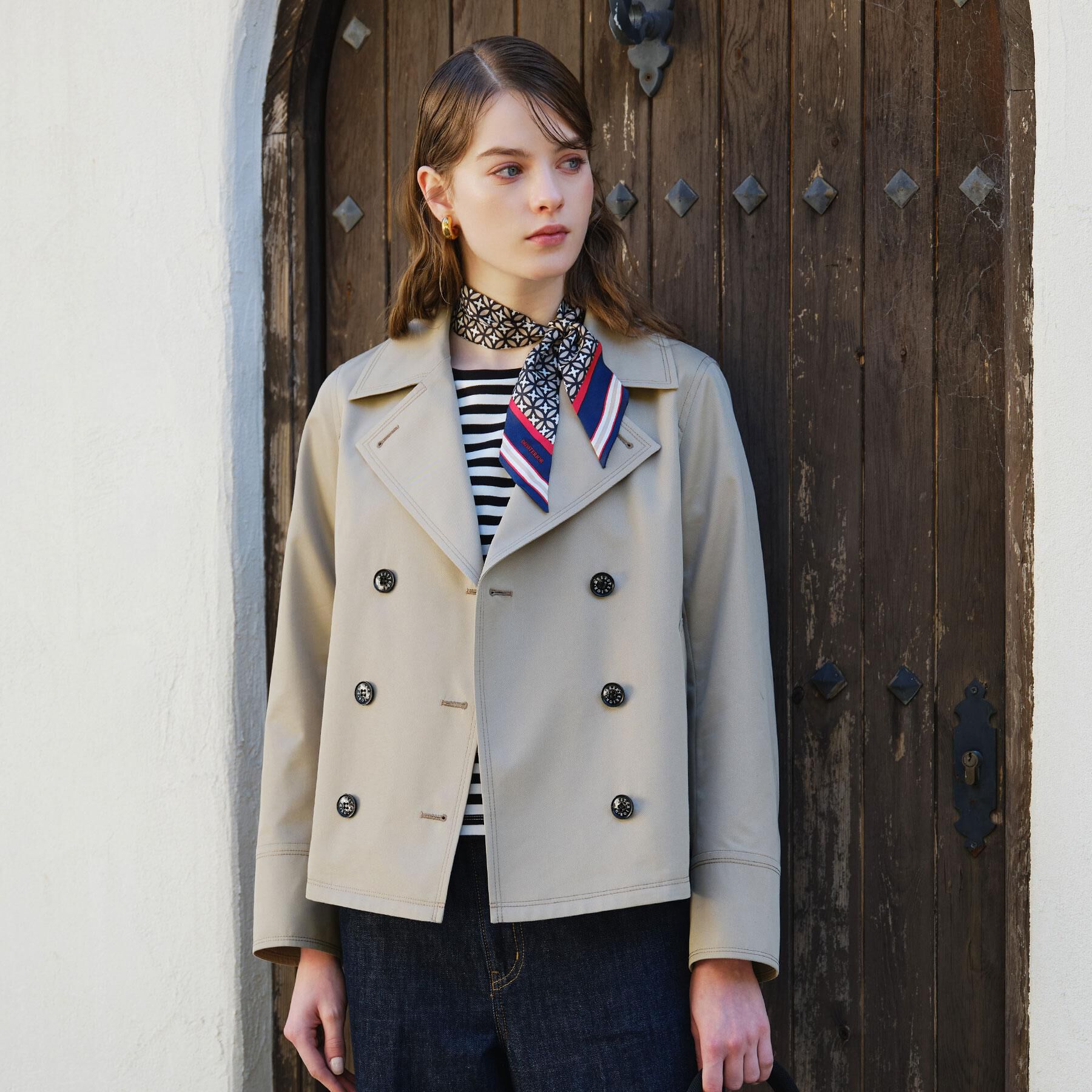 DRESSTERIOR「【撥水素材】Aラインショートトレンチコート」|トレンチコート|ベージュ(052)