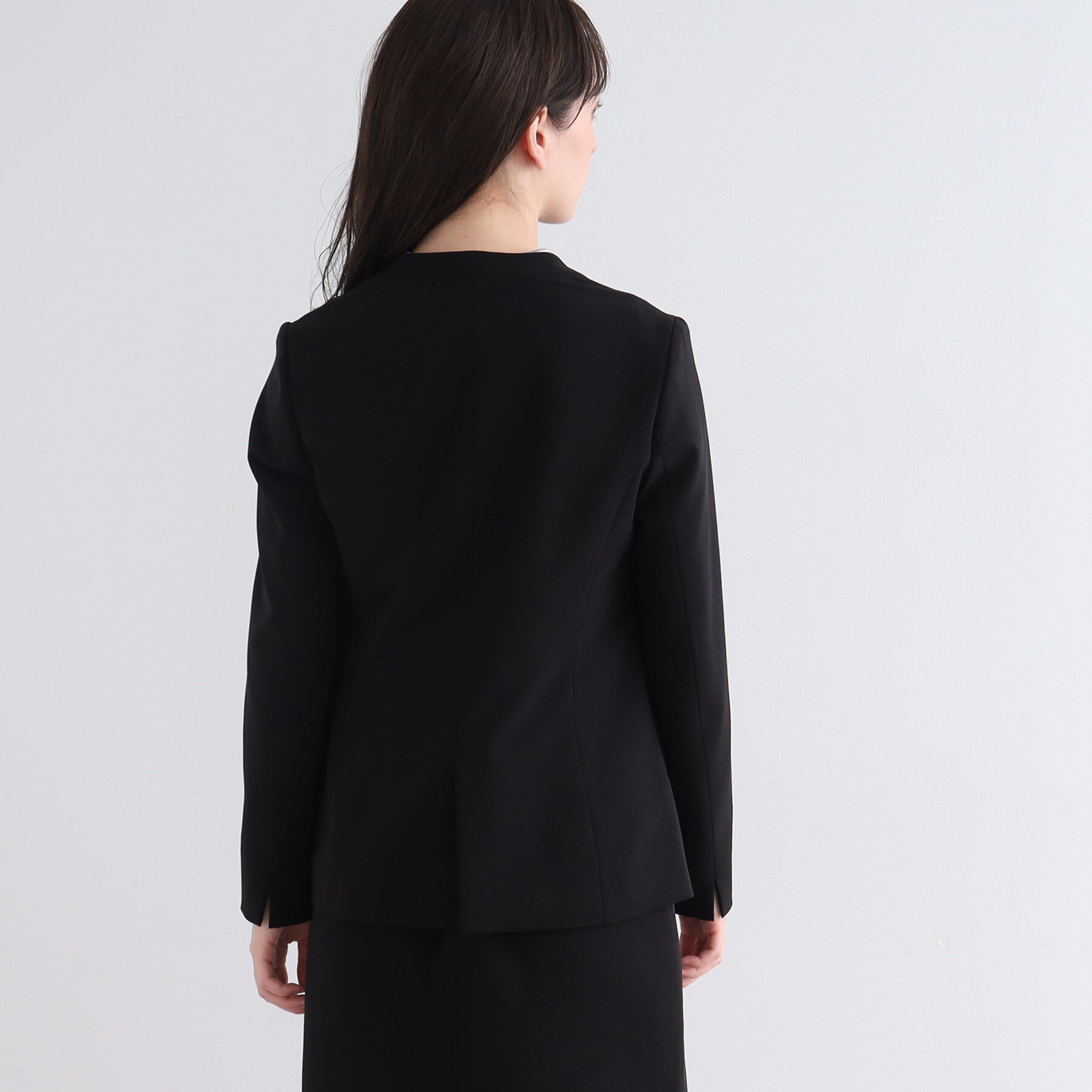 INDIVI「【洗える/UVケア/エコ/日本製】ストレッチノーカラージャケット」|スーツ|