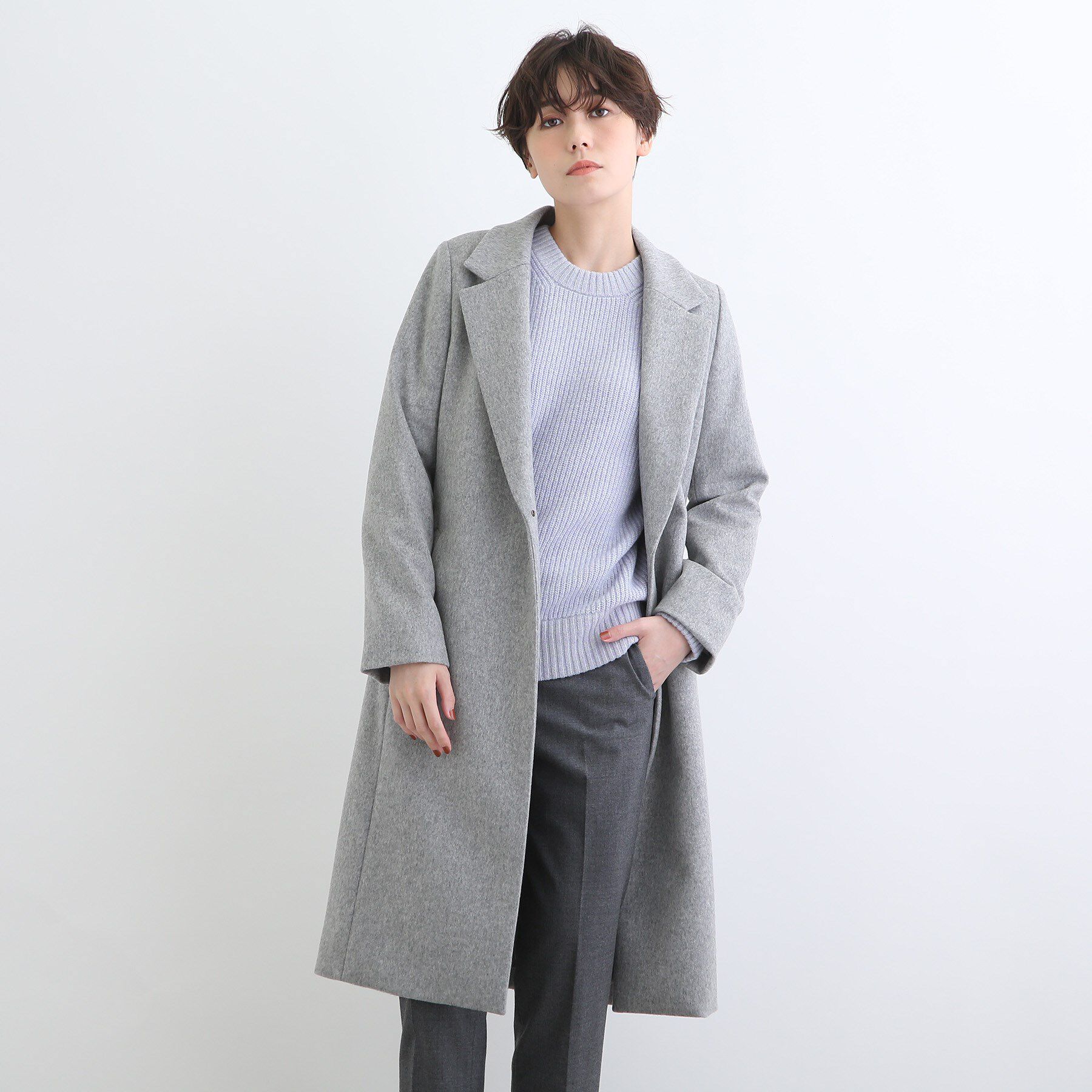 INDIVI「【定番人気！/名品コート/日本製】ウール100%チェスターコート」|チェスターコート|グレー(912)