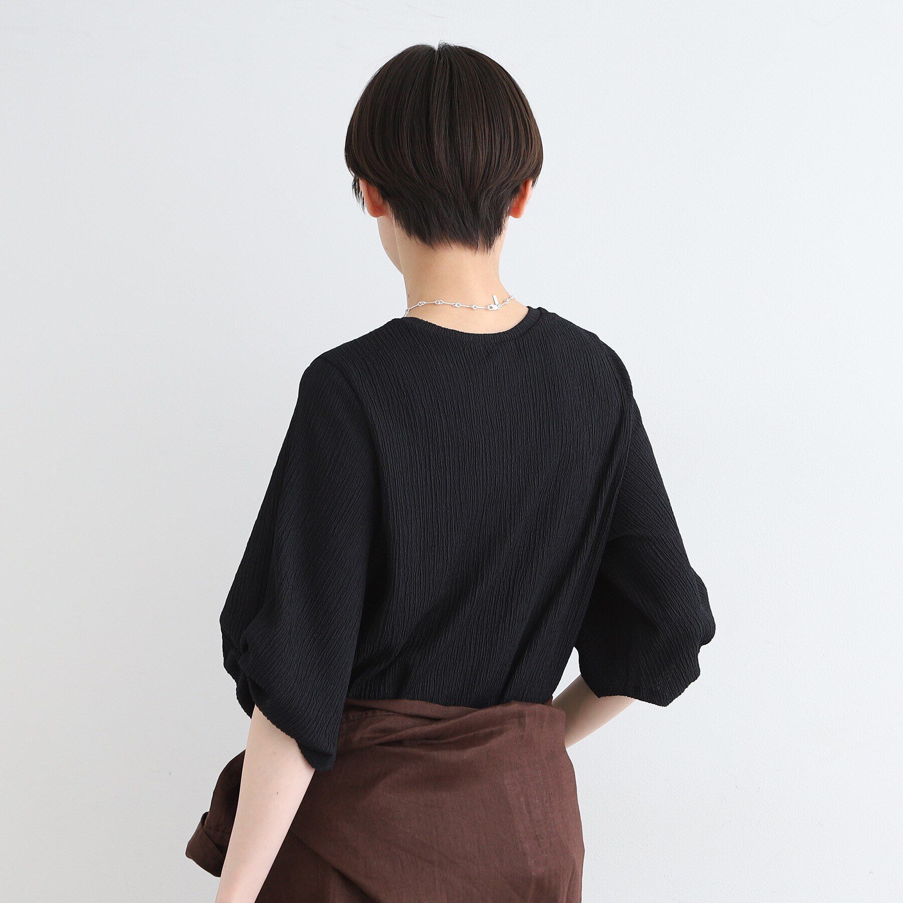 INDIVI「【洗える／UVケア／凹凸素材】タックスリーブトップス」|Tシャツ・カットソー|