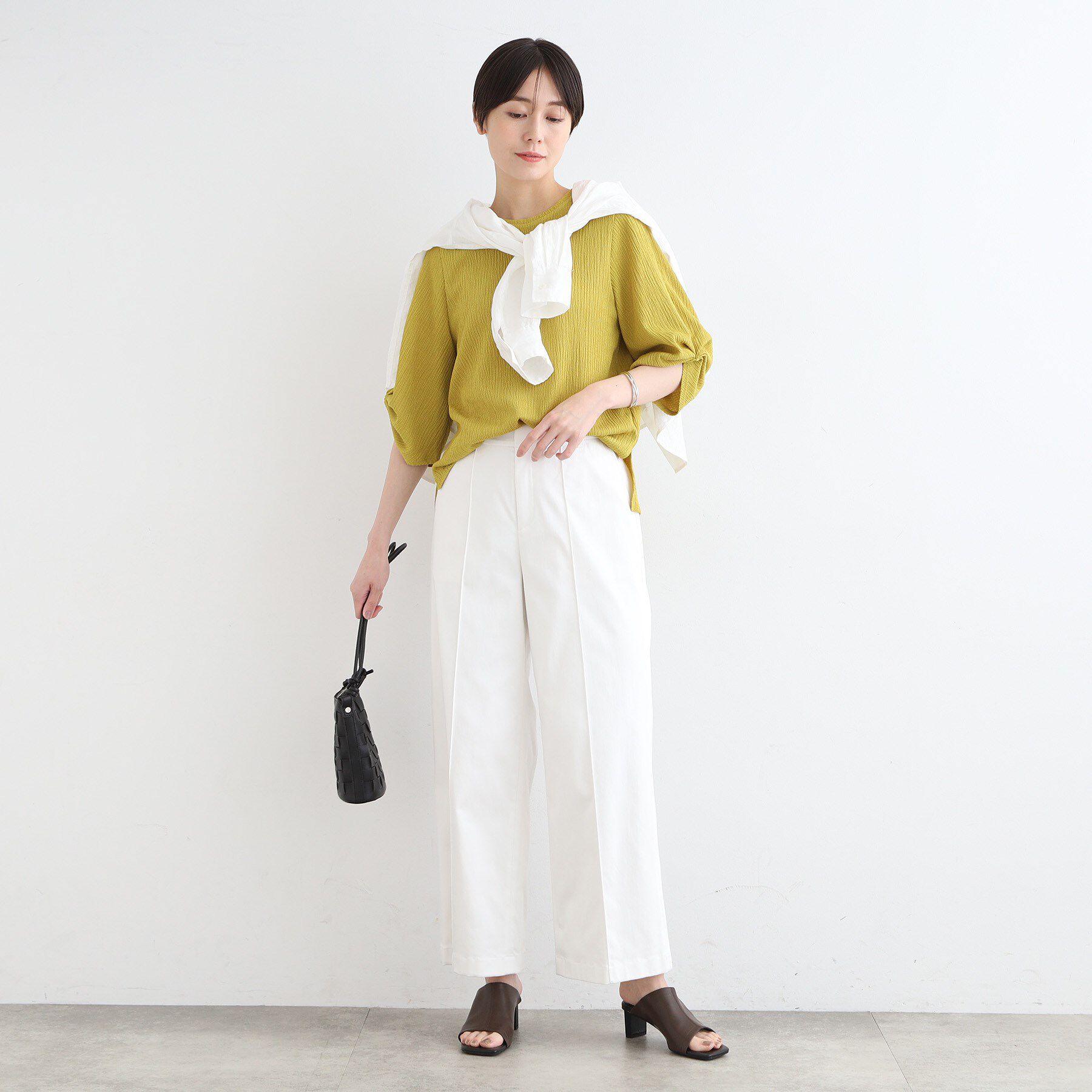 INDIVI「【洗える／UVケア／凹凸素材】タックスリーブトップス」|Tシャツ・カットソー|