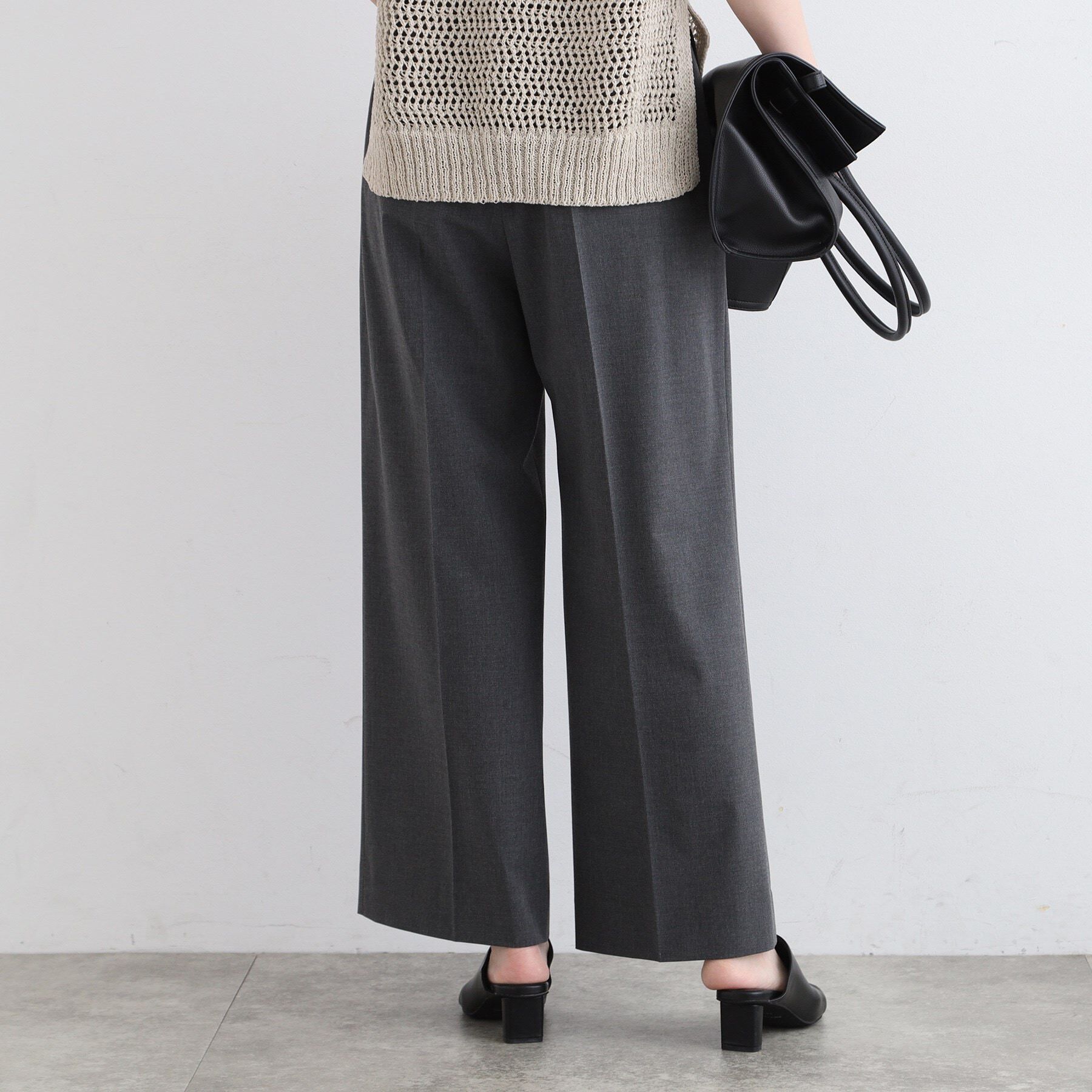 INDIVI「【洗える／ストレッチ】トレンド素材タックワイドパンツ」|その他|