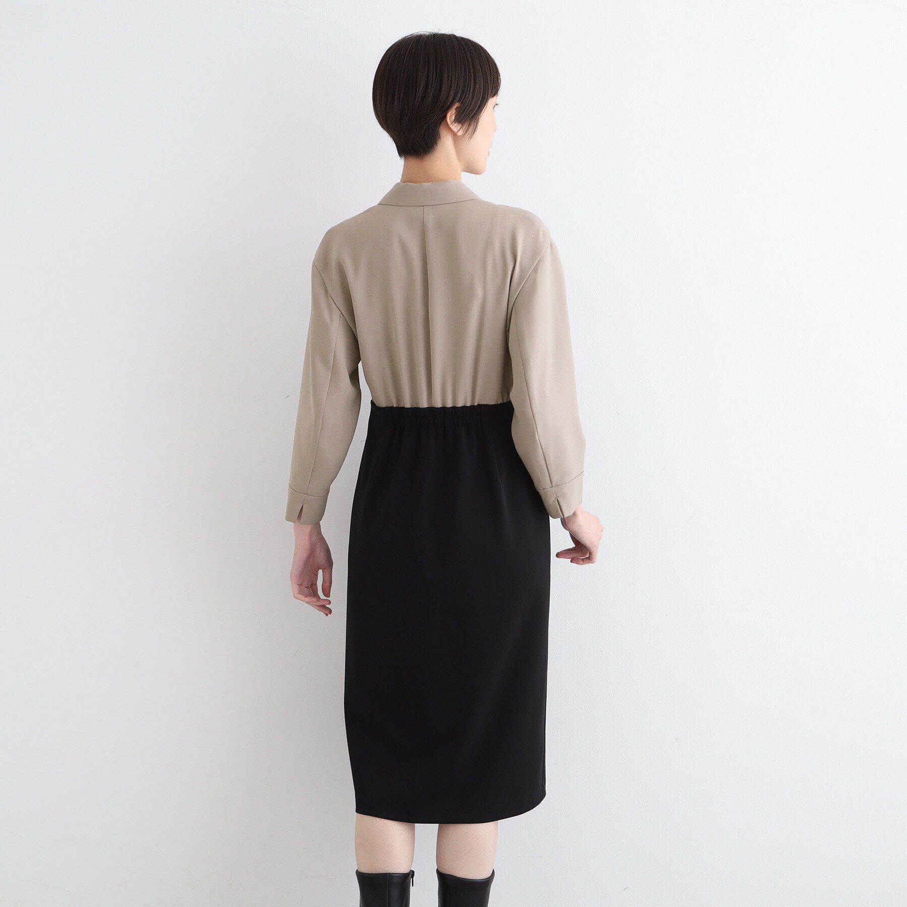 INDIVI「【洗える／日本製】ジャケットコンビワンピース」|ワンピース|