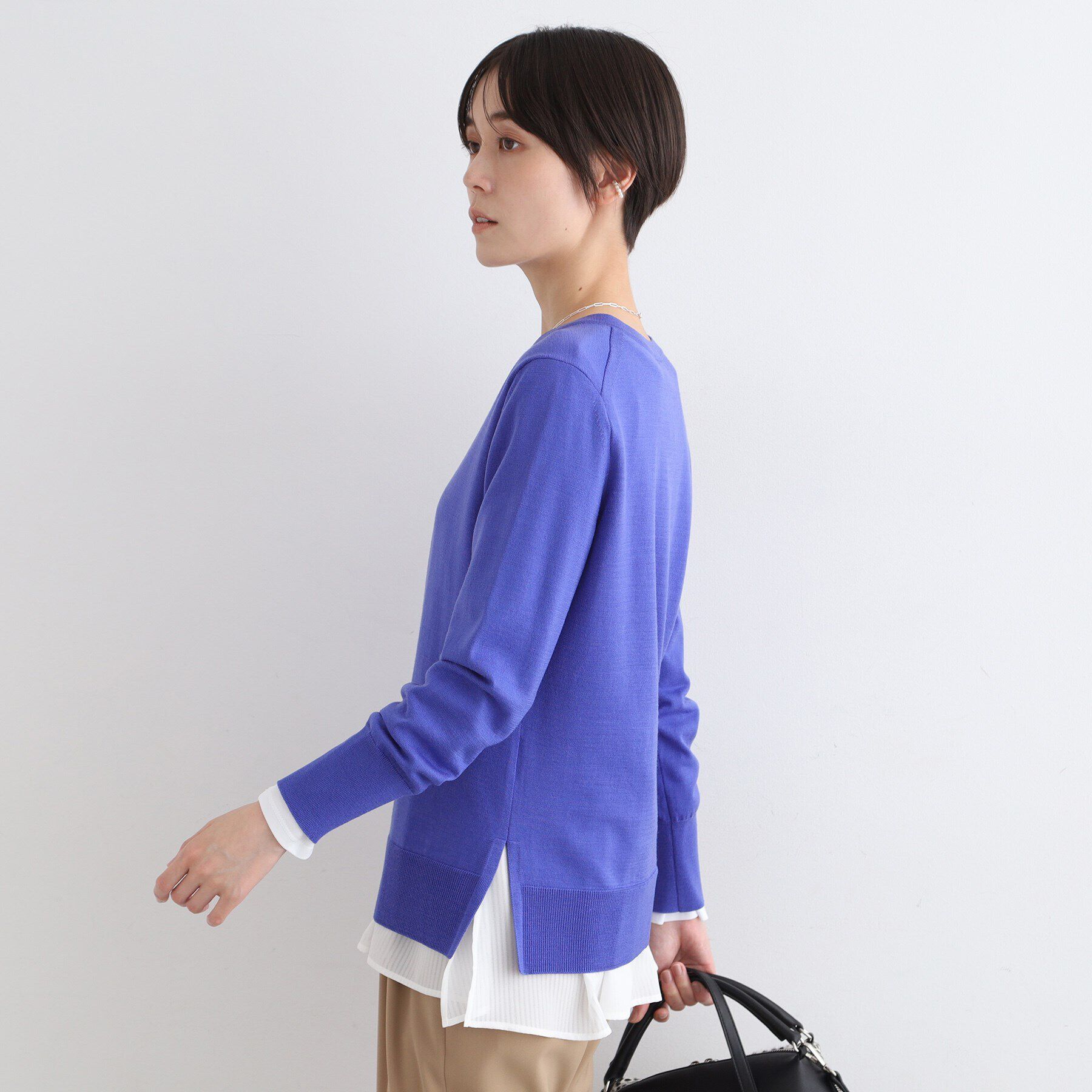 INDIVI「【ウール100%】エクストラファインメリノ Vネックニット」|ニット・セーター|