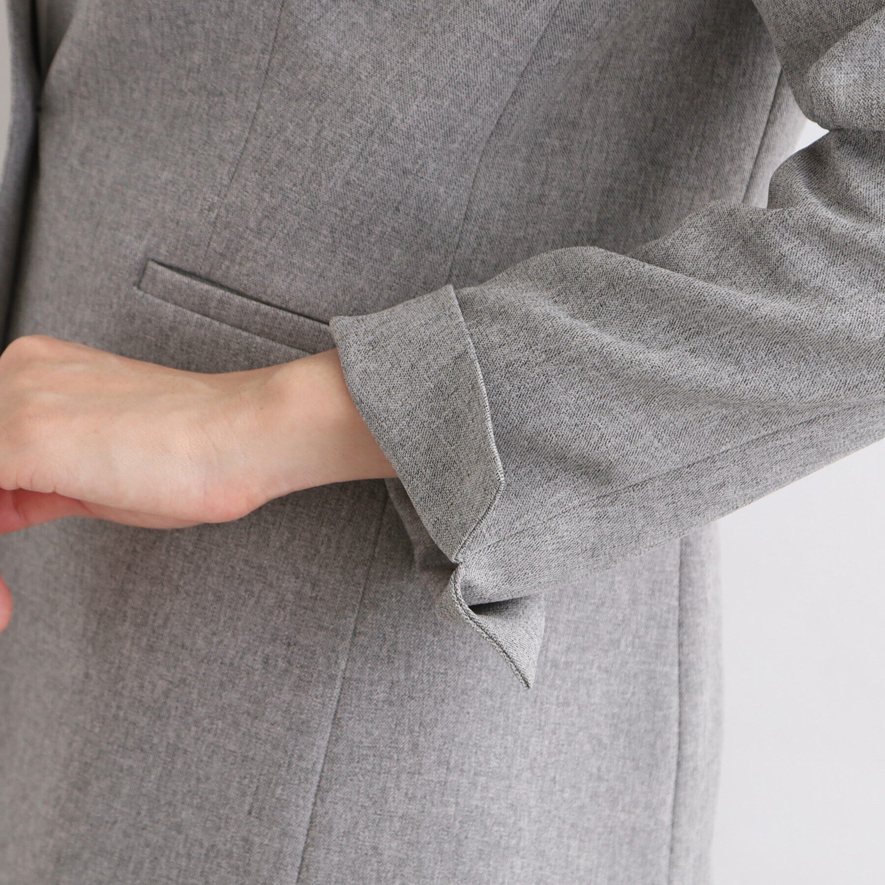 INDIVI「【定番スーツ／洗える／メランジ】ウールライクノーカラージャケット」|スーツ|