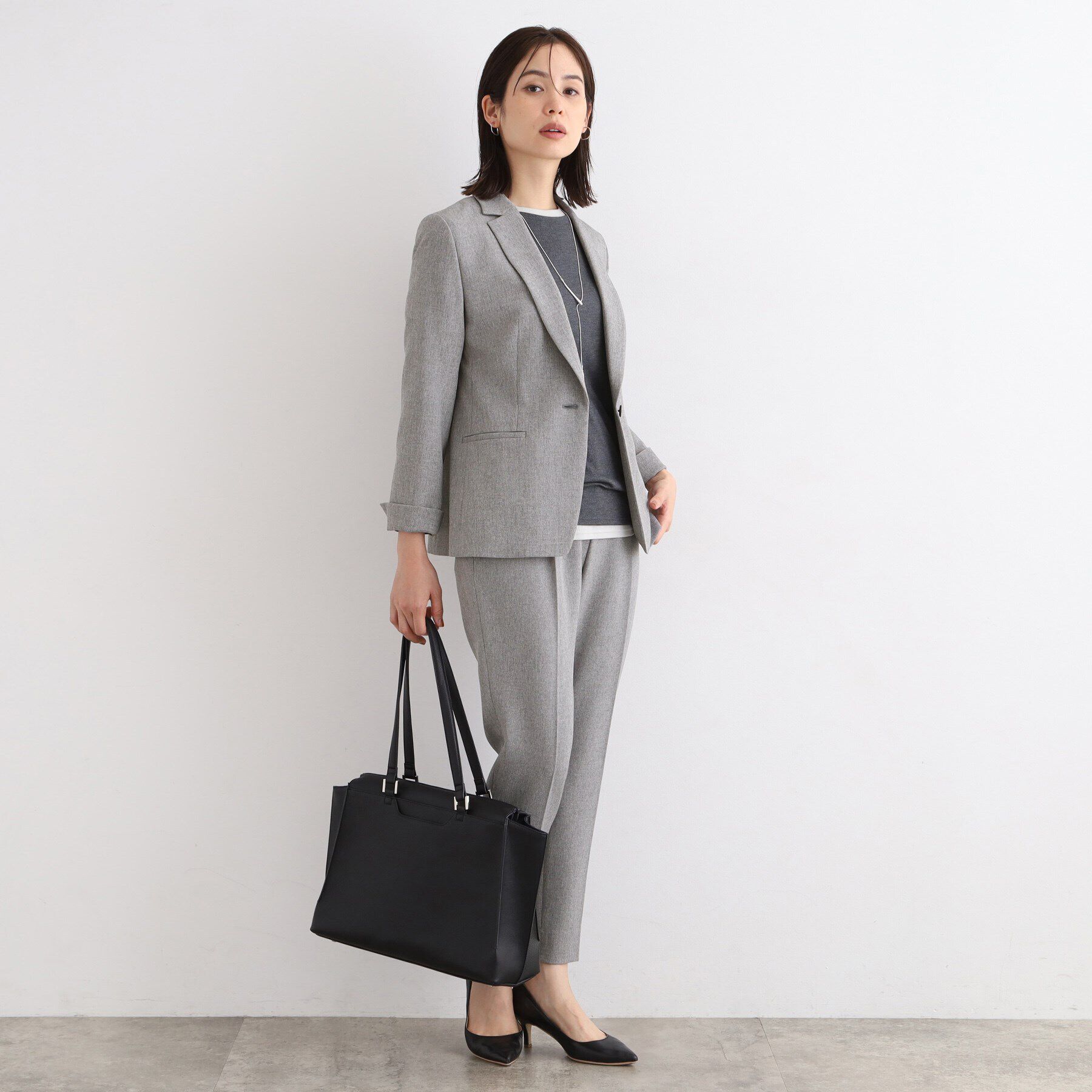 INDIVI「【定番スーツ／洗える／メランジ】ウールライクテーラードジャケット」|スーツ|